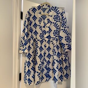 Blue and White Patterned Dress